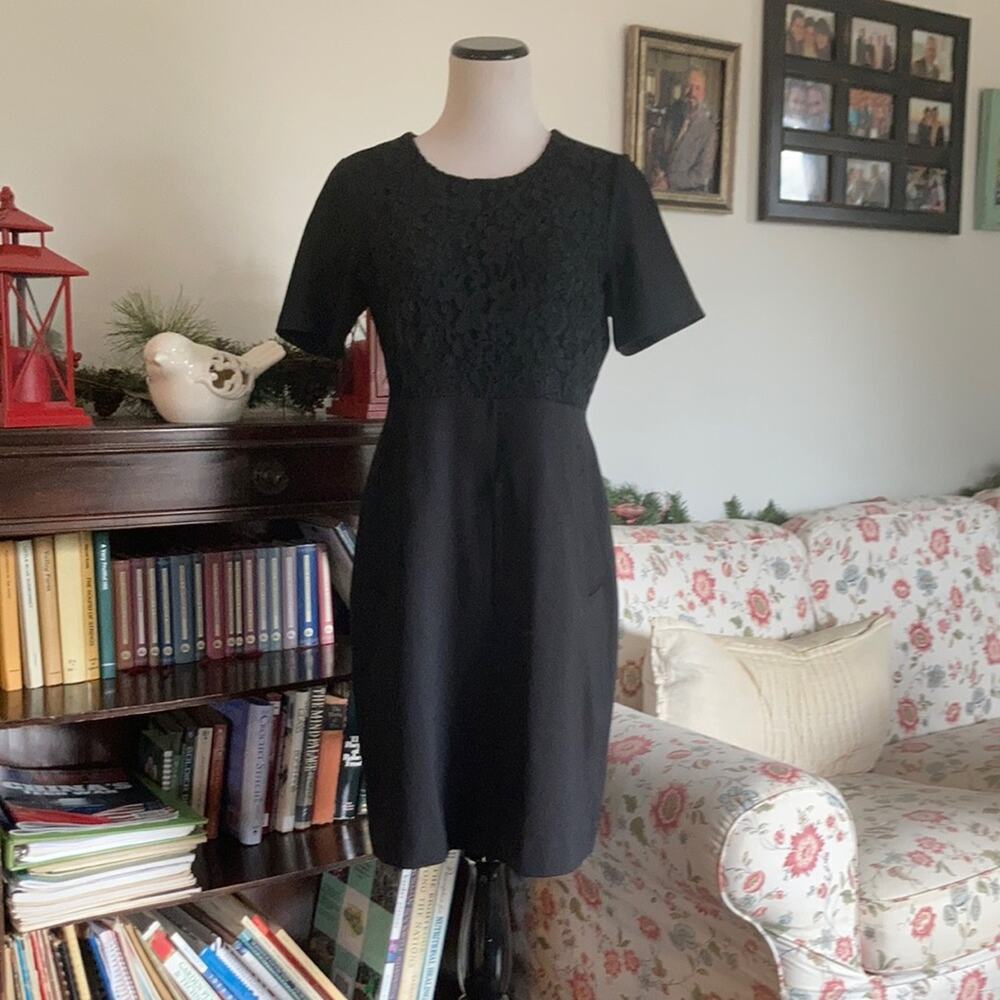 Land’s End Black Stretch Sheath Dress, Size 8P